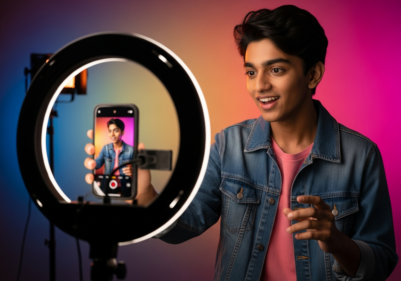Indian creator filming content