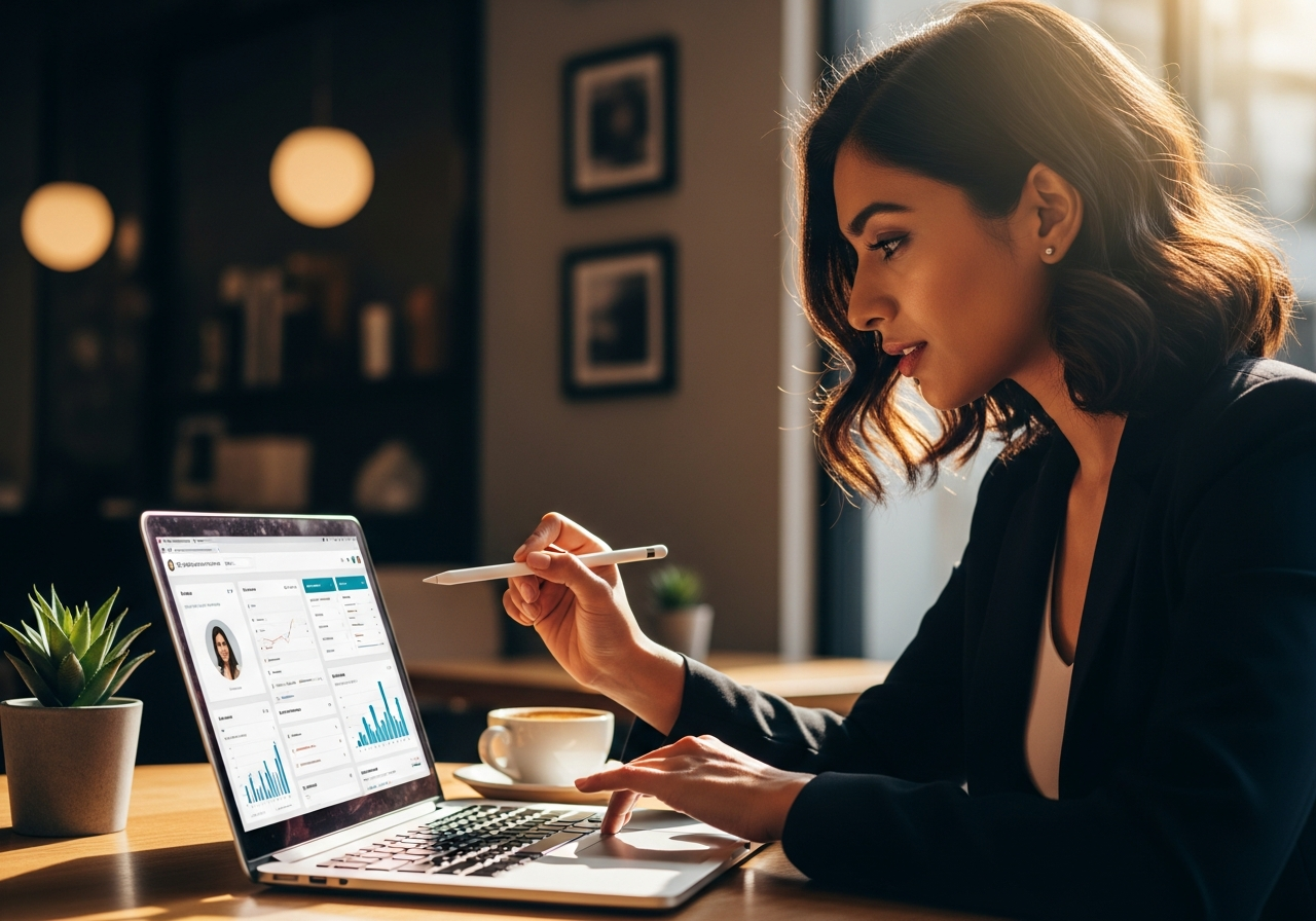 Indian entrepreneur working on analytics